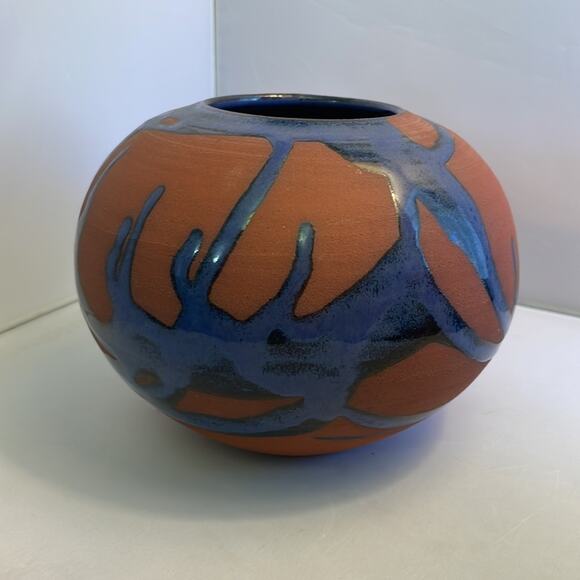 Signed Jon Mehr Studio Art Red Ware Purple Drip Glaze Pottery EUC - Picture 6 of 9